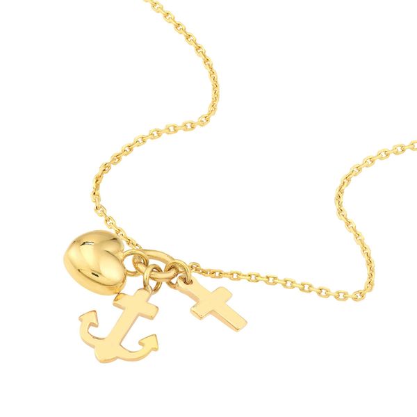 Love, Hope, and Faith Charm 14k Gold Necklace Venus Jewelers Somerset, NJ