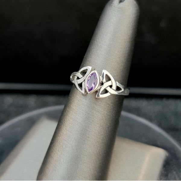 Sterling Silver Marquis Amethyst Celtic Knot Ring Vulcan's Forge LLC Kansas City, MO