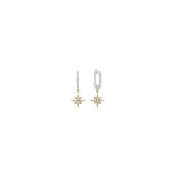 14K Diamond Star Drop Hoop Earrings Waddington Jewelers Bowling Green, OH