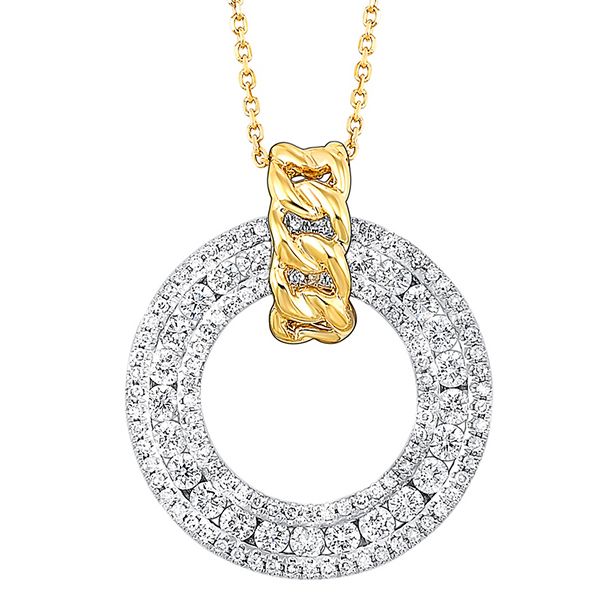 14K Two Tone 3/4ctw Diamond Circle Pendant Waddington Jewelers Bowling Green, OH