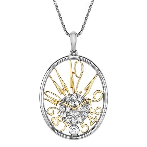  LAB GROWN Diamond Oval Clock Two-Tone Pendant