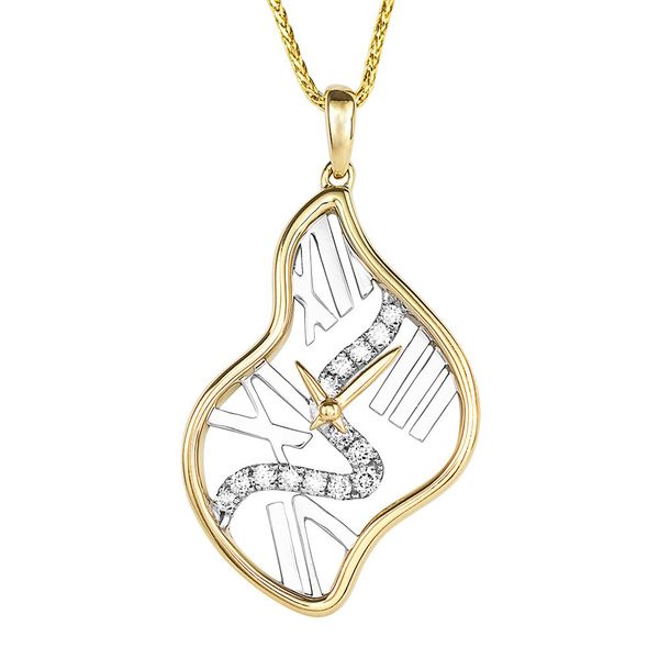 LAB GROWN Diamond Dali-Style Clock Two-Tone Pendant