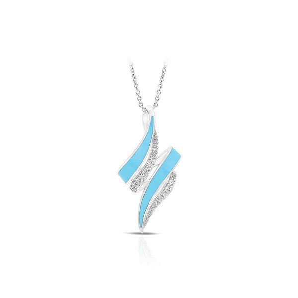 Aria Larimar Blue Enamel and CZ Pendant