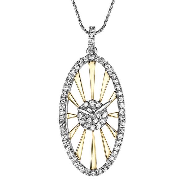LAB GROWN Diamond Oval Clock Two-Tone Pendant
