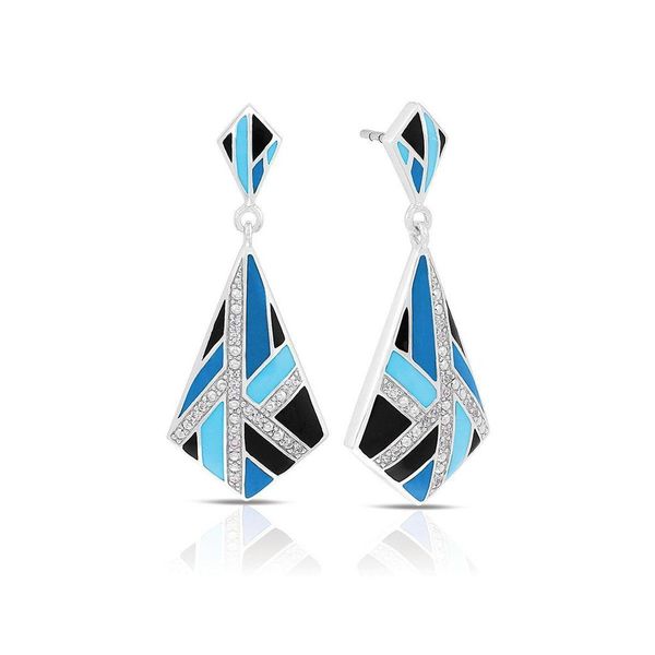 "Delano" Blue-Black Enamel and CZ Earrings similar item image