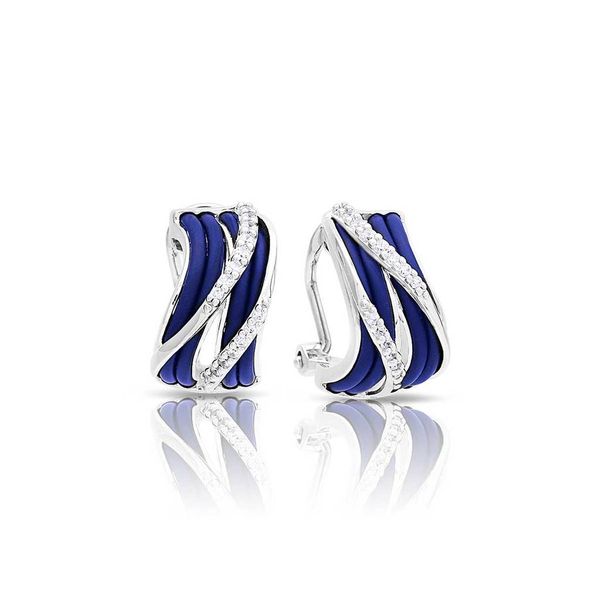 Venti Blue Rubber and CZ Earrings