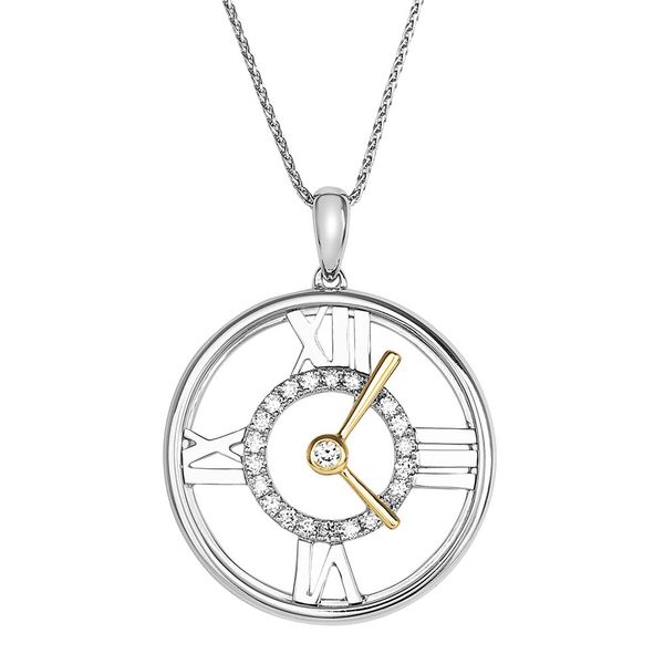 LAB GROWN Diamond Round Clock Two-Tone Pendant