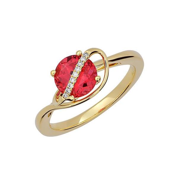 1.83ct Lab Grown Round Cut Padparadscha Sapphire Ring