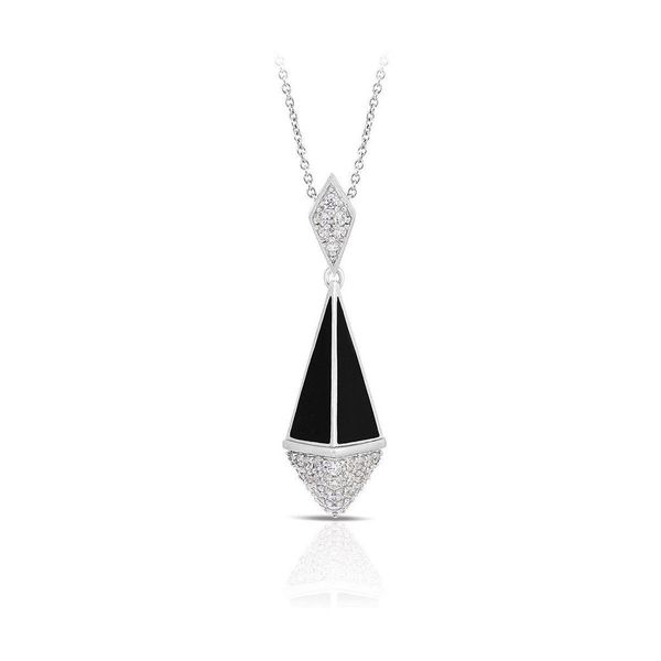 Pyramid Black Enamel and CZ Pendant