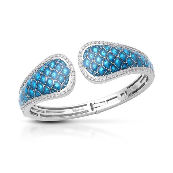 Marina Sea Blue Enamel and CZ Cuff