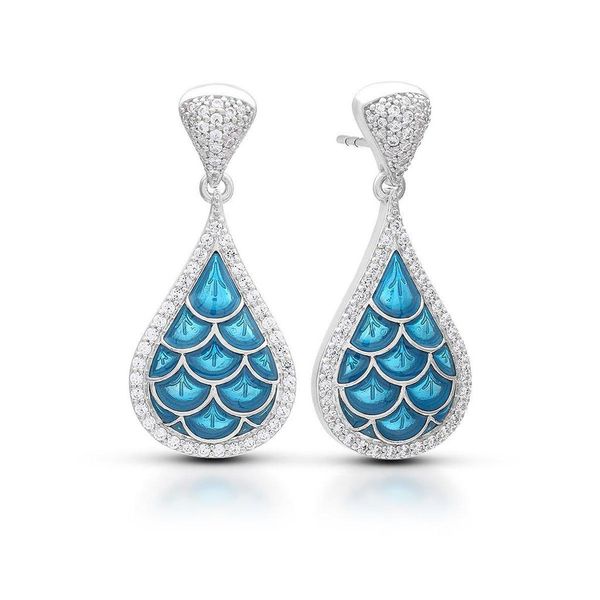 Marina Sea Blue Enamel and CZ Earrings