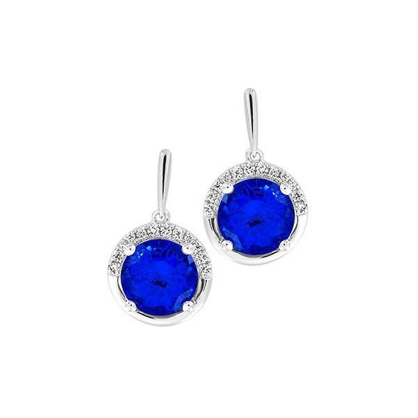 3.46ct Lab Grown Round Cut Blue Sapphire Earrings
