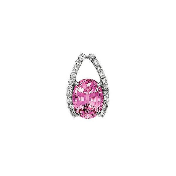 Milgrain Diamond and Pink Sapphire Heart Necklace 18k Gold Pendant