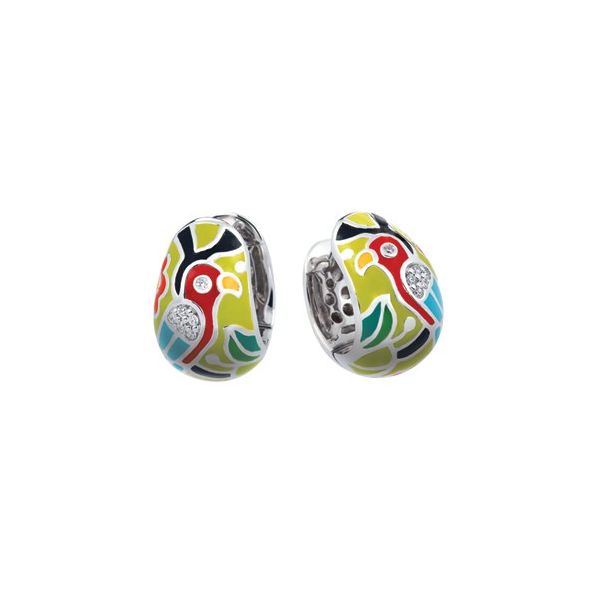 "Perroquet" Green Enamel Parrot Earrings similar item image