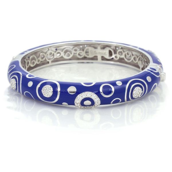 Galaxy Iris Blue Enamel and CZ Stackable Brac...