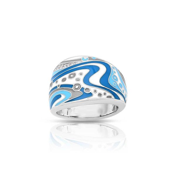 Calypso Blue Enamel and CZ Ring